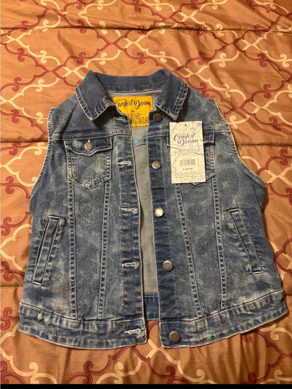 NWT Denim Vest by Comfort Denim. Cute cropped length, pockets. Sz M, msrp $60.